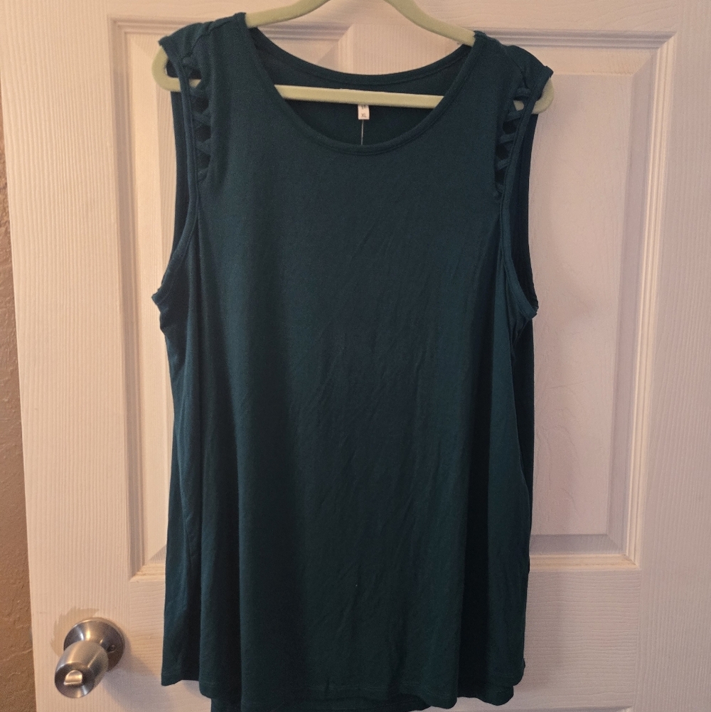 Women's Teal Tank Top - Picture 2 of 9
